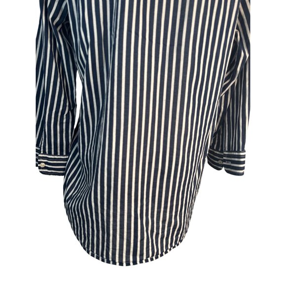 Lauren Ralph Lauren Medium Navy & White Striped Button-Up Shirt M 100% Cotton - Picture 10 of 10